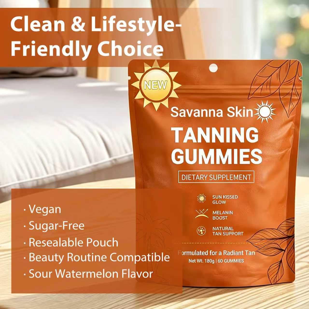 GENTERUN Skin Tanning Gummies for Women, Gummy, 1 Count