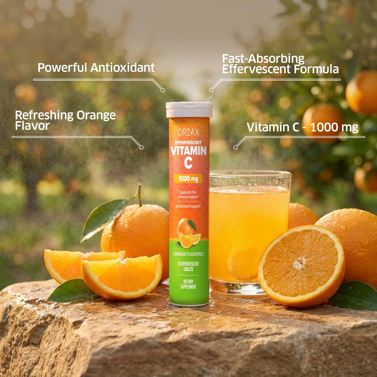 ORZAX Vitamin C 1000mg Effervescent Tablets, 20 Tablets