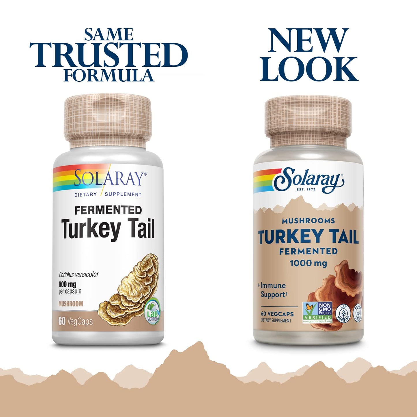 SOLARAY Fermented Turkey Tail Mushroom Supplement 1000mg Capsules, 60 Count