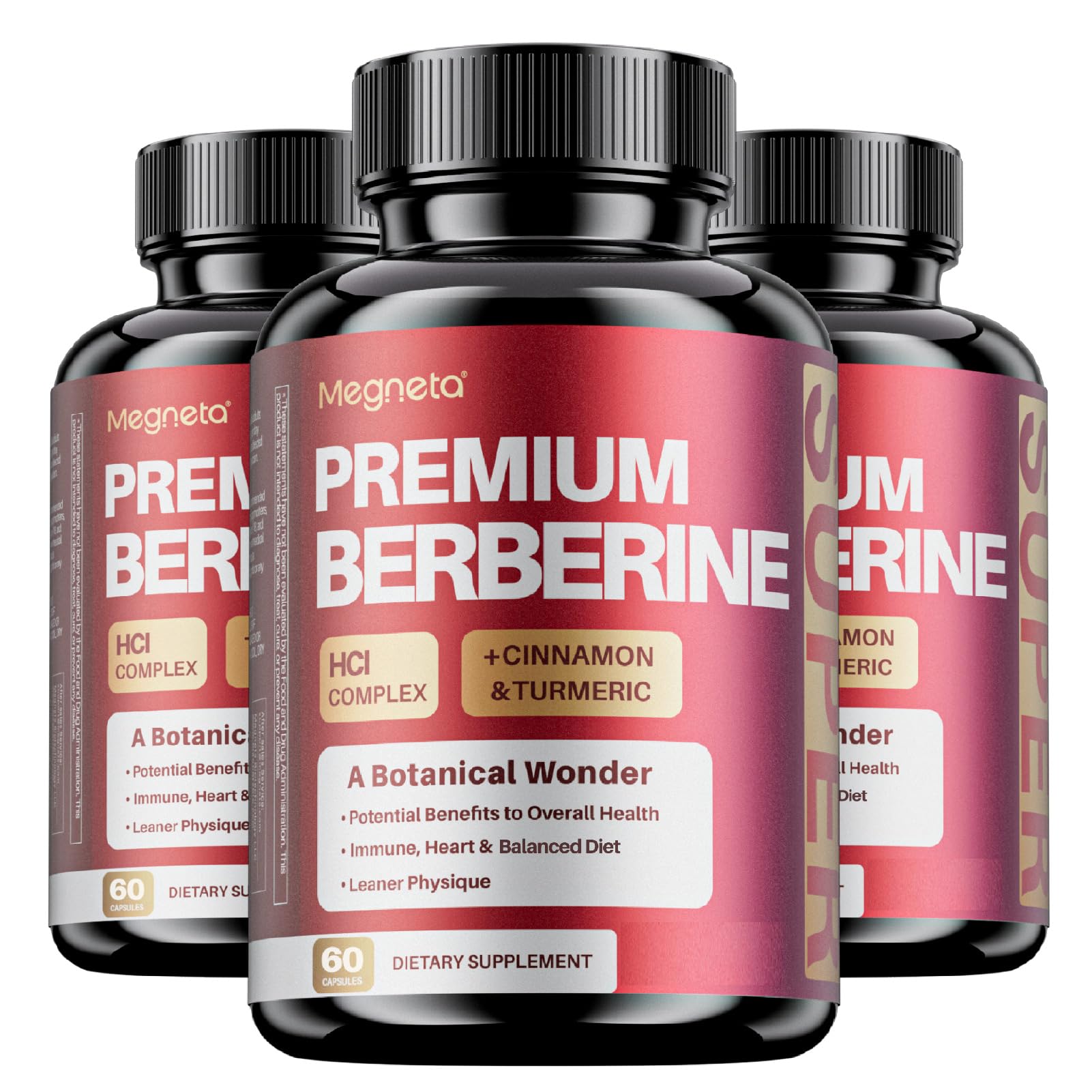 MEGNETA Berberine HCl Complex with Cinnamon and Turmeric 180 Capsules