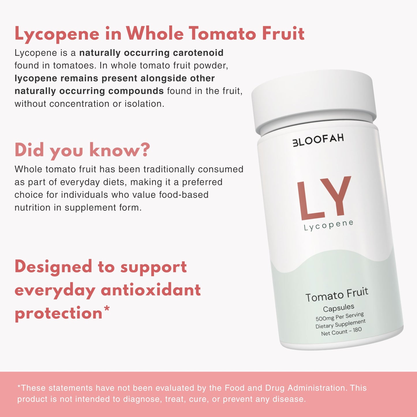Bloofah Lycopene Supplement Capsules 500mg 180 Count