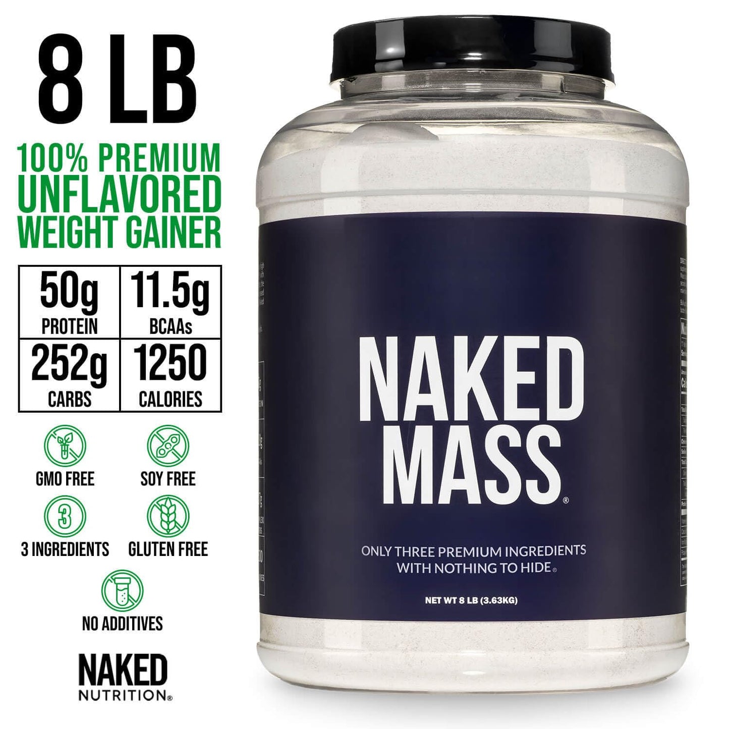 NAKED Mass Natural Weight Gainer Protein Powder 128 Servings