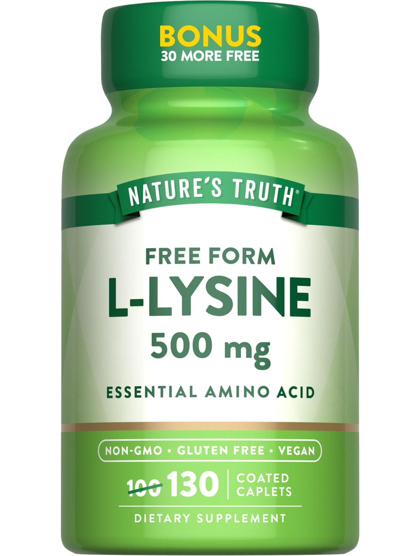 Nature's Truth L-Lysine 500mg Caplets, 130 Count