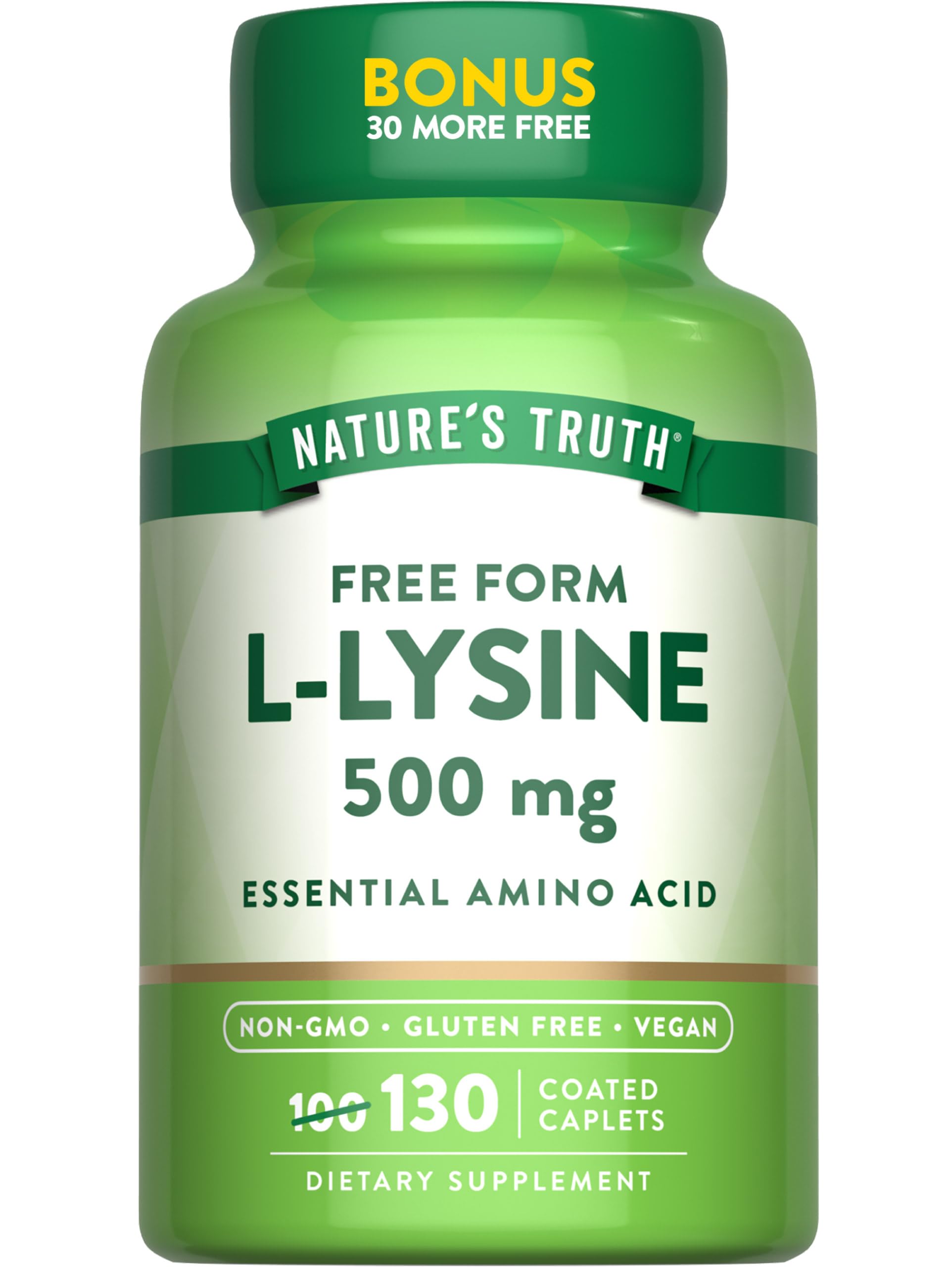 Nature's Truth L-Lysine 500mg Caplets, 130 Count