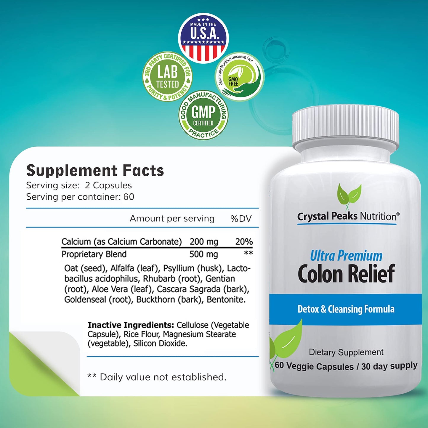 Crystal Peaks Nutrition Natural Colon Cleanser Capsules 60 Capsules
