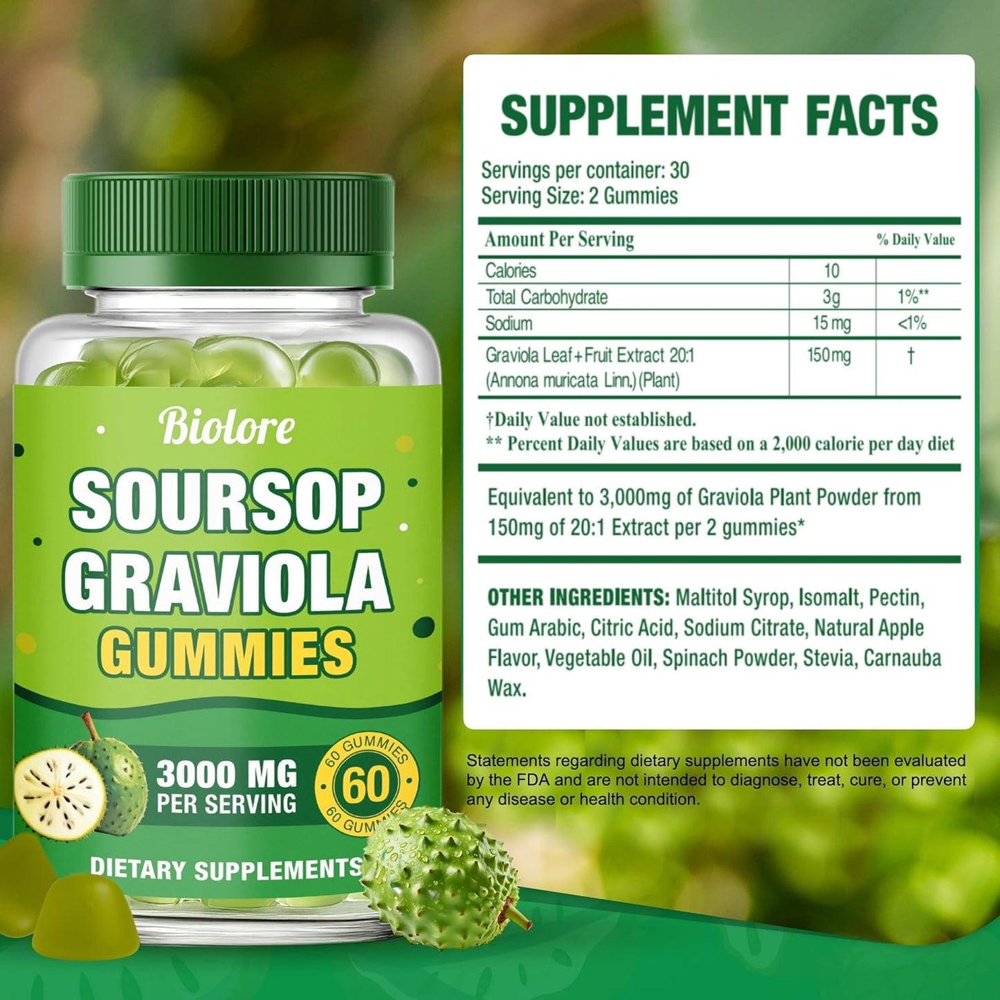Biolore Soursop Graviola Gummies 60 Count