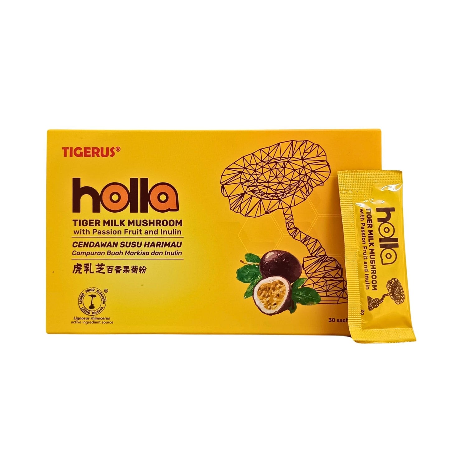 TIGERUS Holla Tiger Milk Mushroom with Passion Fruit and Inulin Powder 0.07 oz