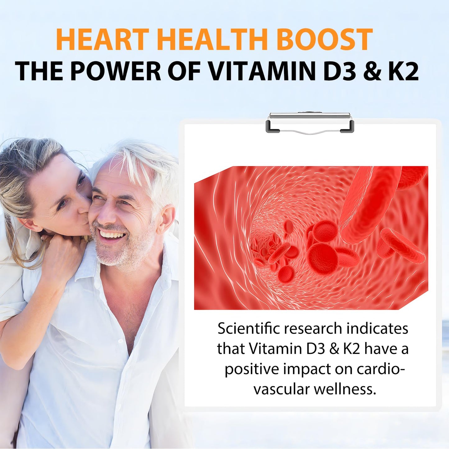 Flasture Vitamin D3 K2 Capsule, 10000 IU D3 + 200 mcg K2 (MK-7), 120 Capsules