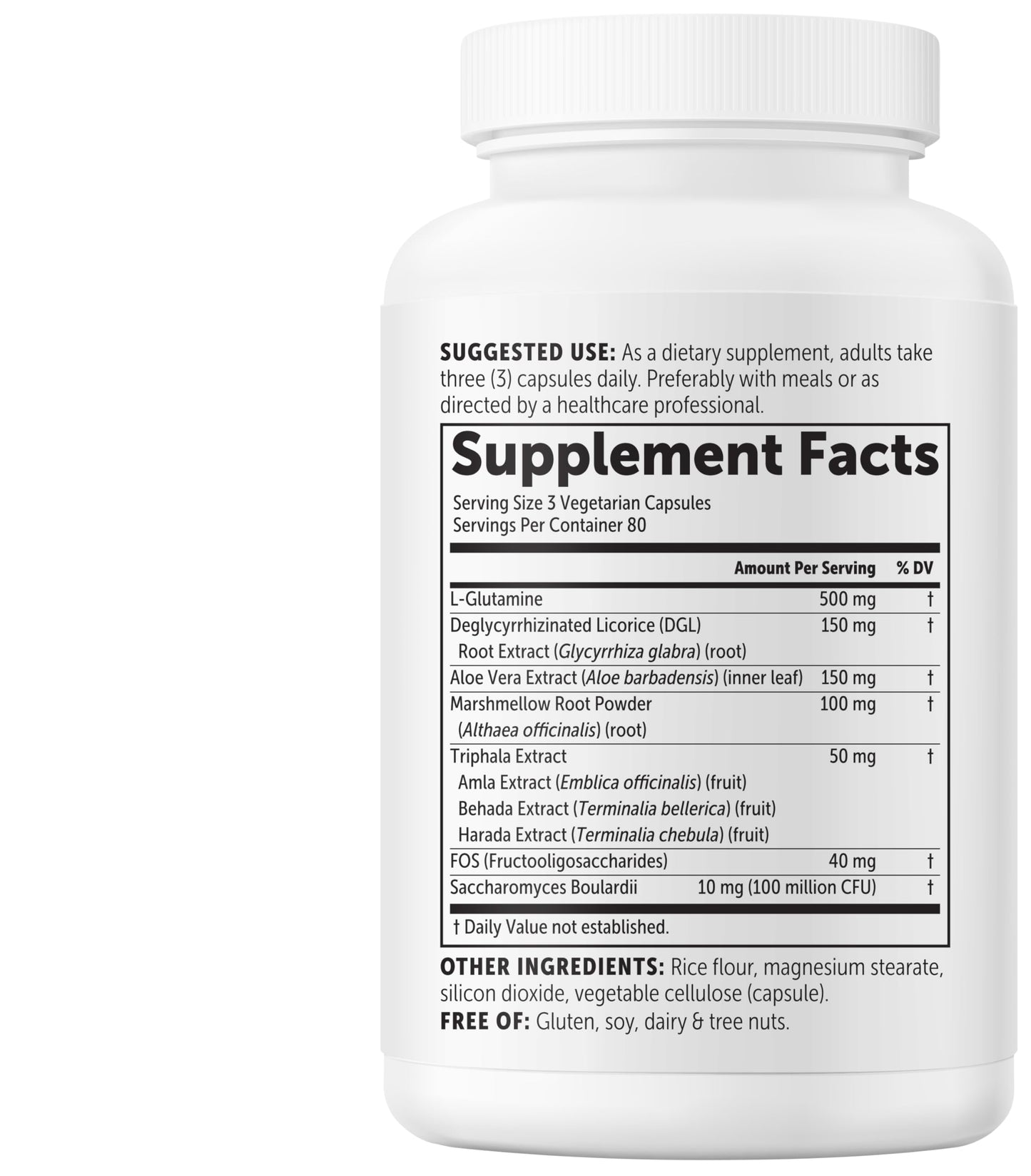 Micro Ingredients L-Glutamine+ Advanced 1000mg Per Serving Vegetarian Capsules, 240
