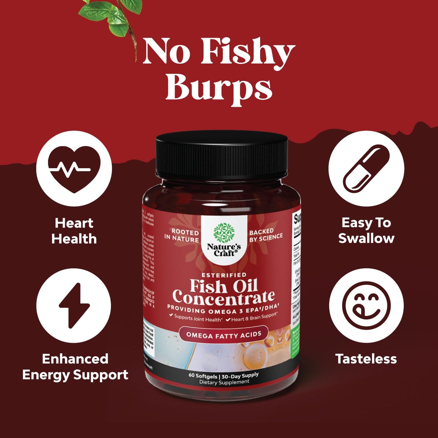 Natures Craft Omega-3 Fish Oil Supplement Softgels 60 Count
