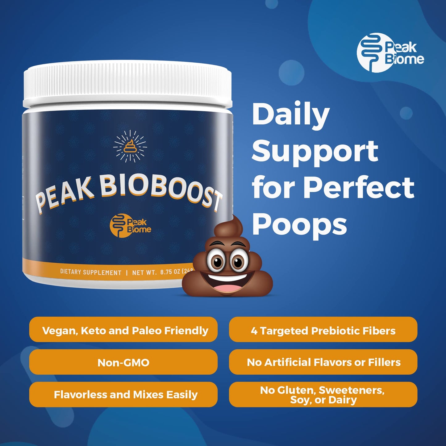 Peak Biome Peak BioBoost Prebiotic Fiber Supplement for Colon Cleanse Powder 157.5