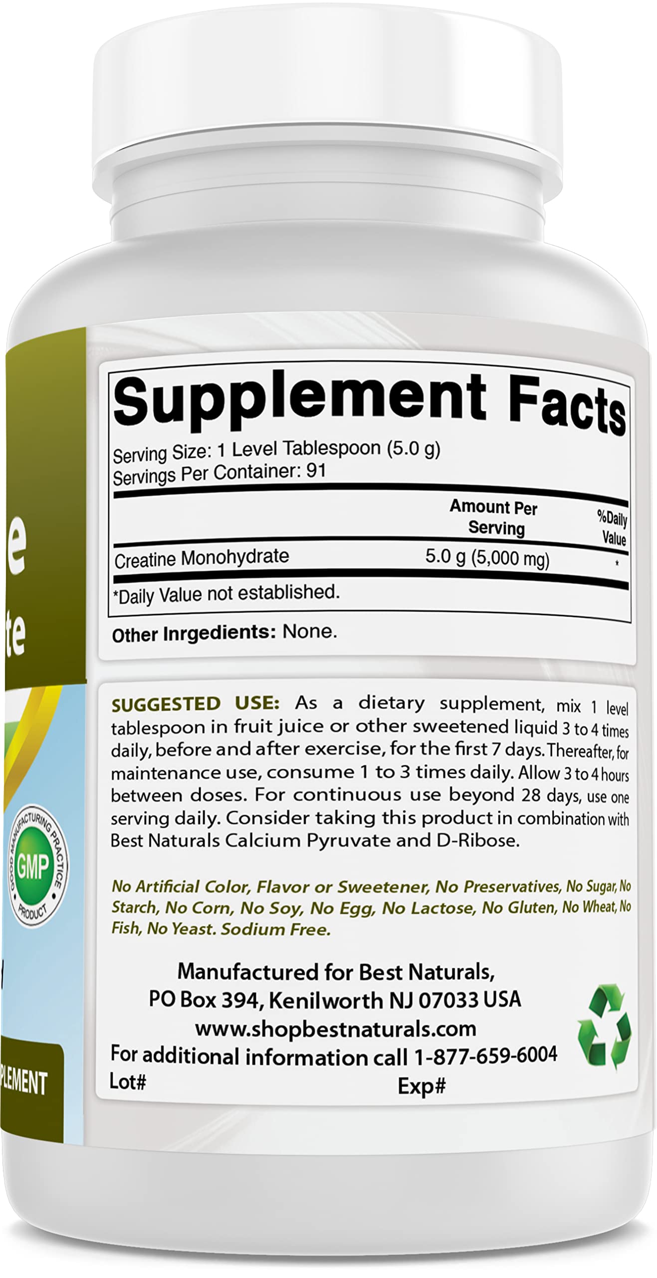 Best Naturals Creatine Monohydrate Powder 16 oz