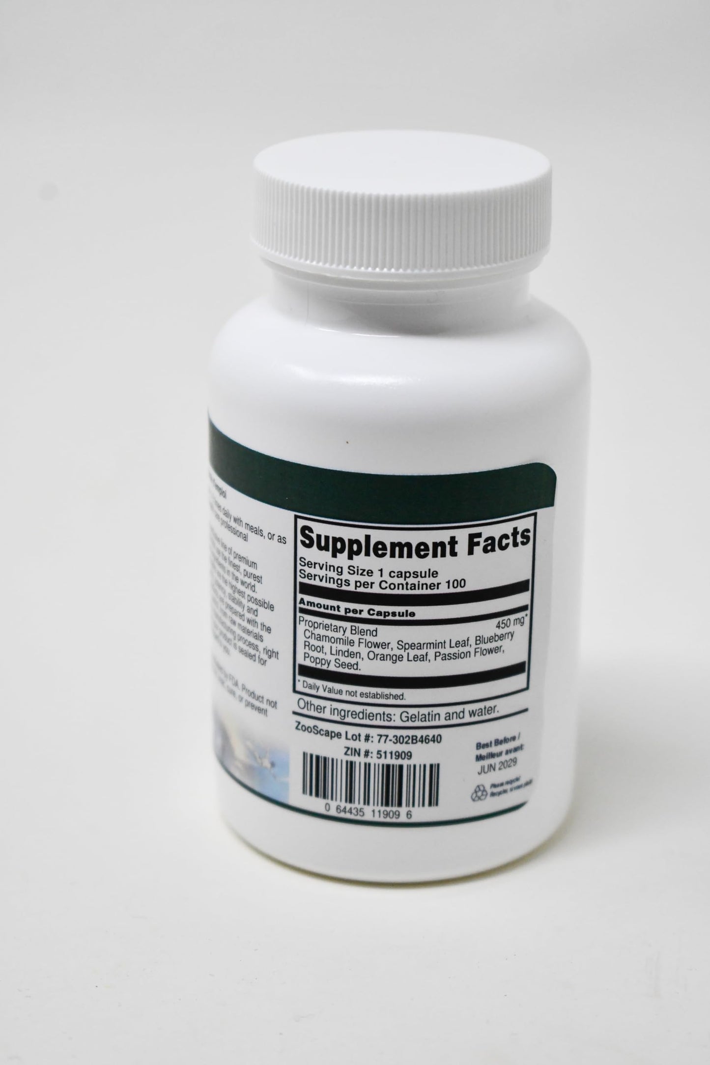 Terravita Chamomile, Linden, Spearmint and More 450 mg, 100 Capsules