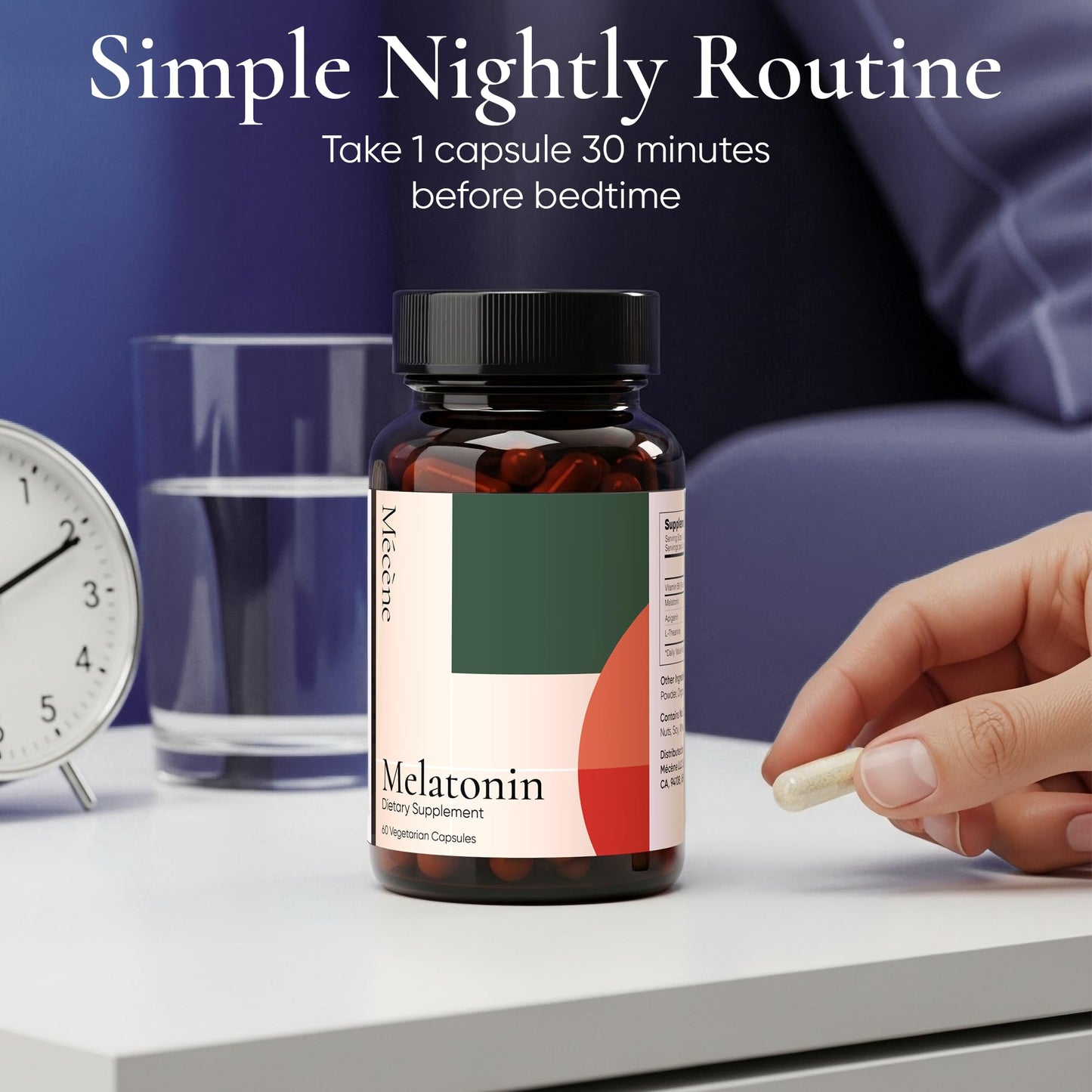 Mécène High Dose Melatonin 30mg with L-Theanine, B6, and Apigenin, 60 Capsules