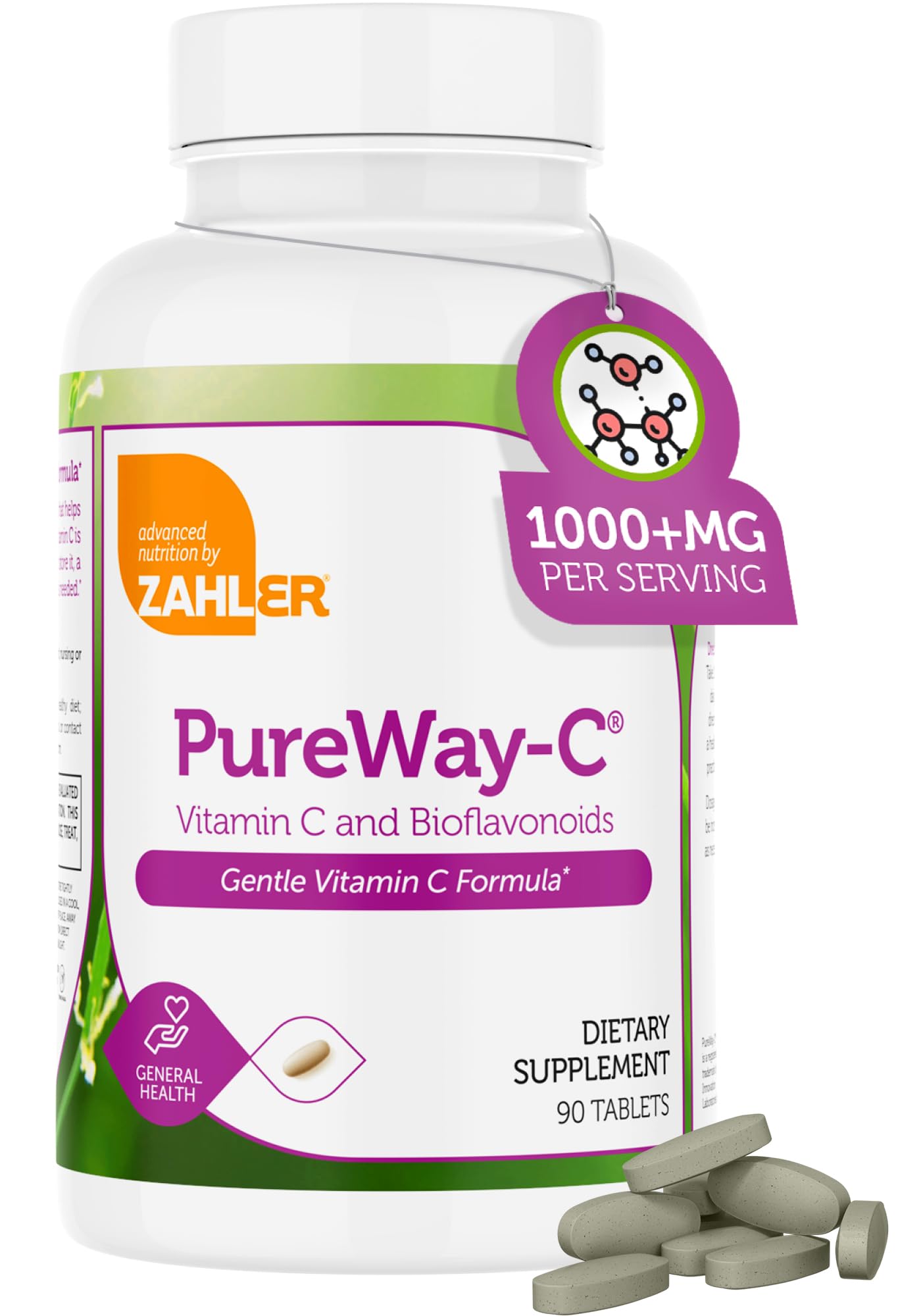 Zahler Vitamin C 1000mg Tablets with Bioflavonoids - High Potency for Immune Support - Gentle on Stomach - Gluten Free Supplement for Women & Men, 90 Tablets