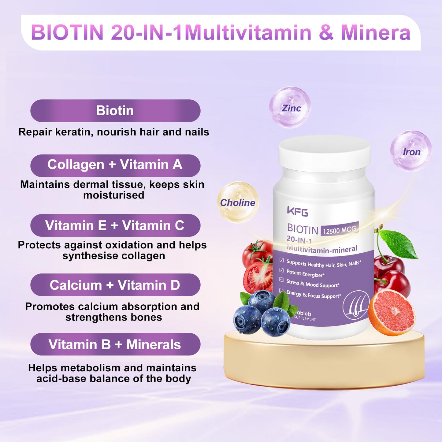 KFG Biotin 10000mcg Tablets, 100 Count