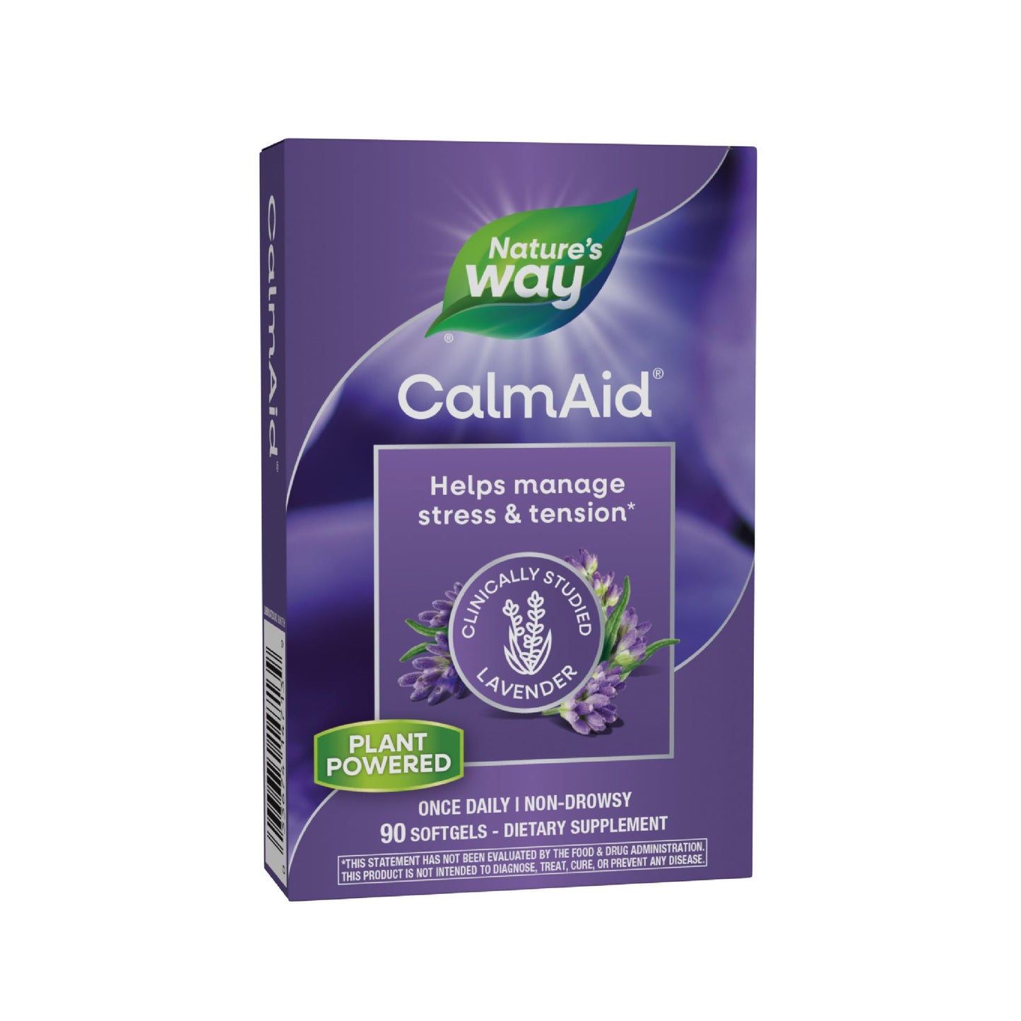 Nature's Way CalmAid Lavender Oil Supplement for Calm & Stress Support, Clinically Studied Silexan Lavender Oil, Non-Drowsy Softgels, 90 Count