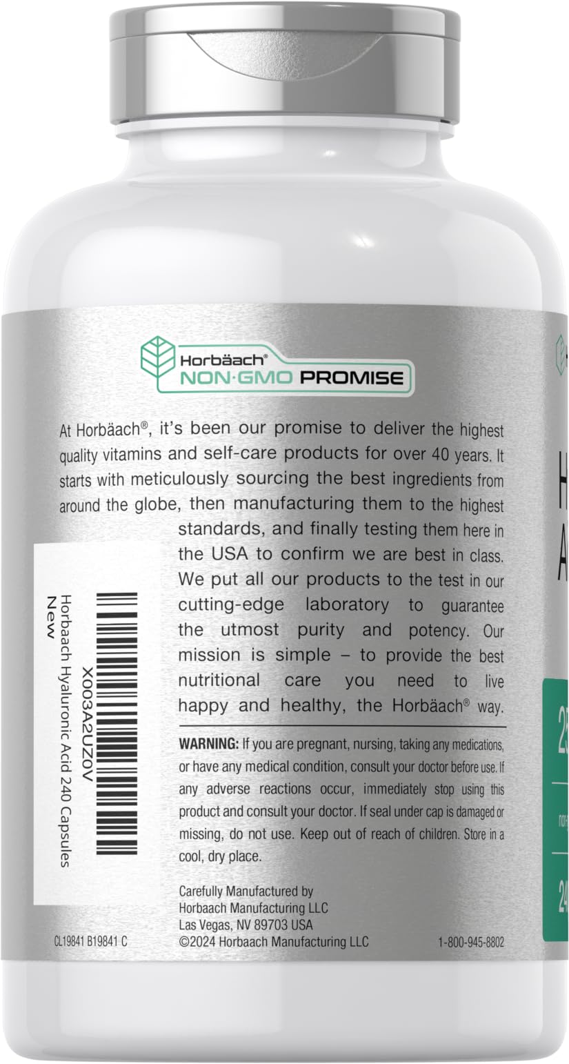 Horbäach Hyaluronic Acid Capsules 250 mg 240 Count