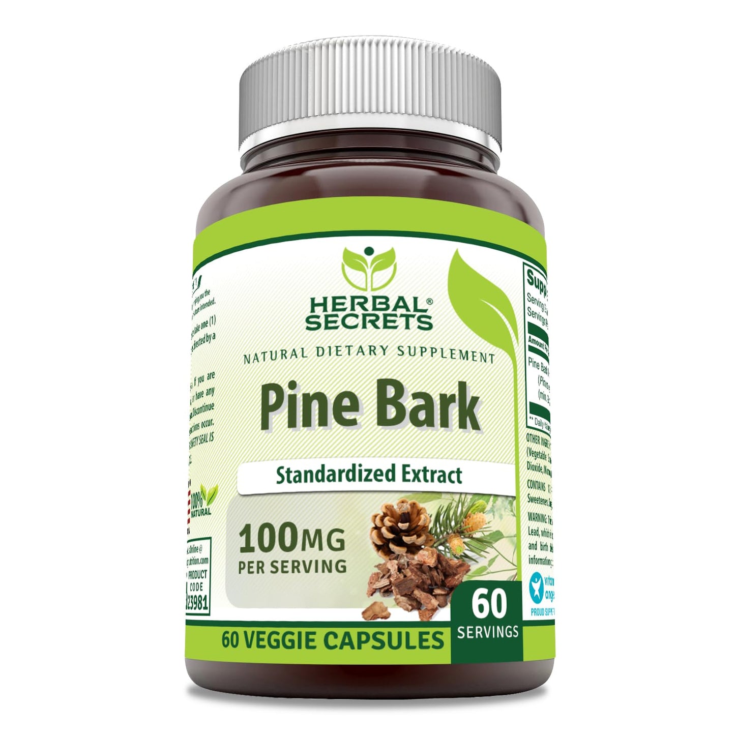 Herbal Secrets Pine Bark Extract 100 mg Capsules 60 Count