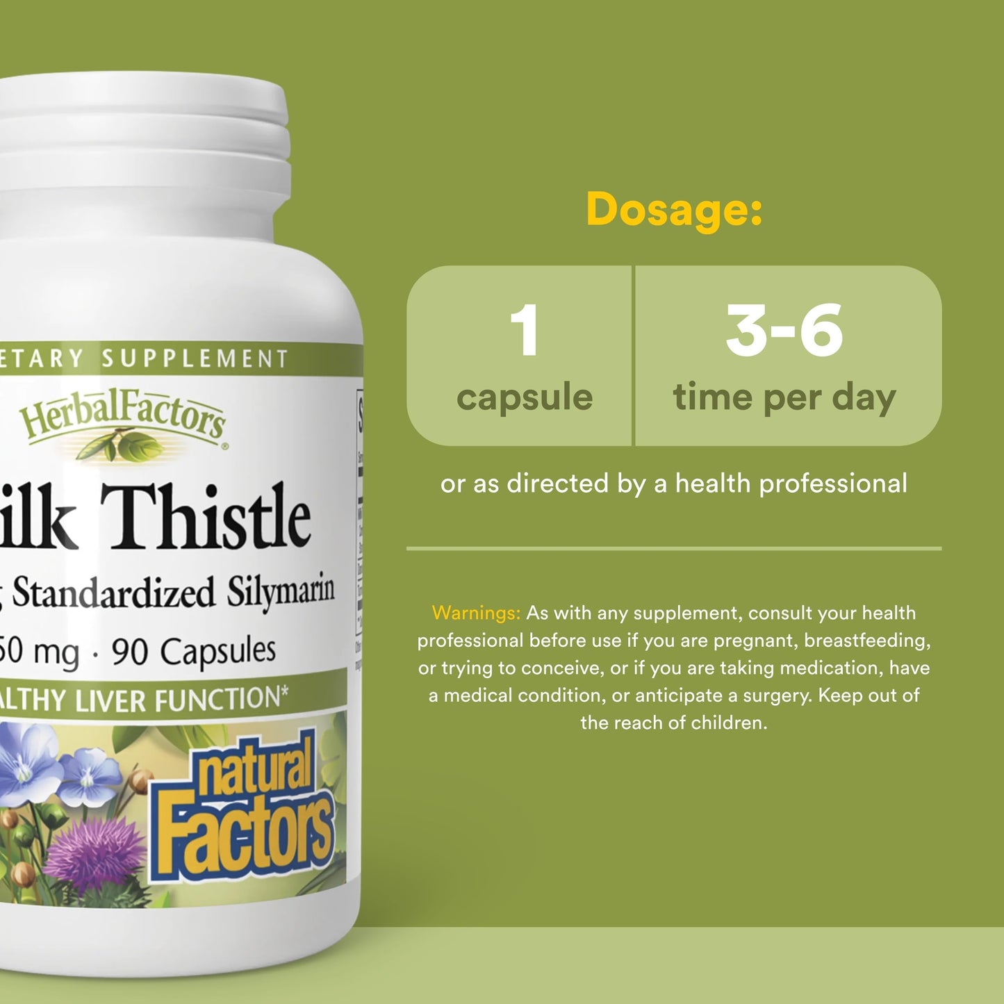 Natural Factors Milk Thistle Extract 250 mg Capsules, 90 Count