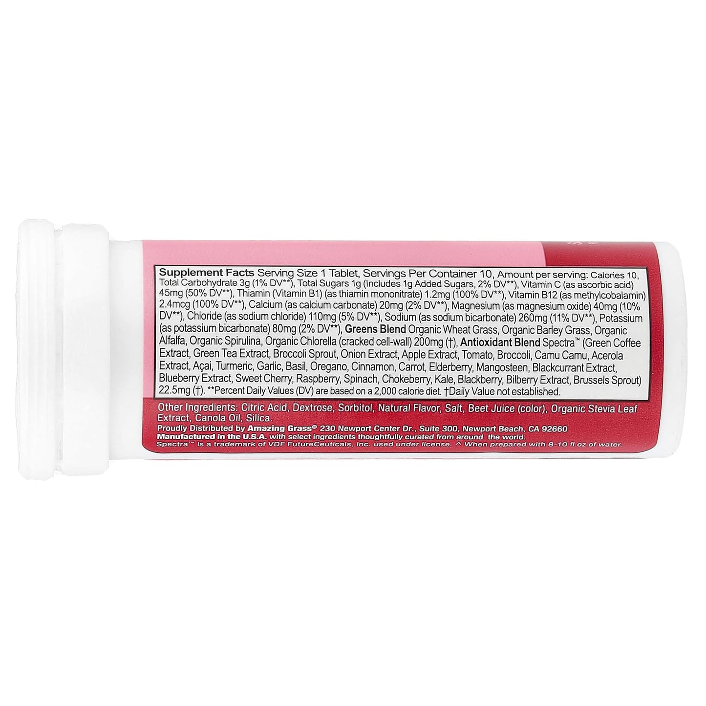 Amazing Grass Electrolyte Tablets Fizzy Greens Strawberry Lemonade, 10 Count