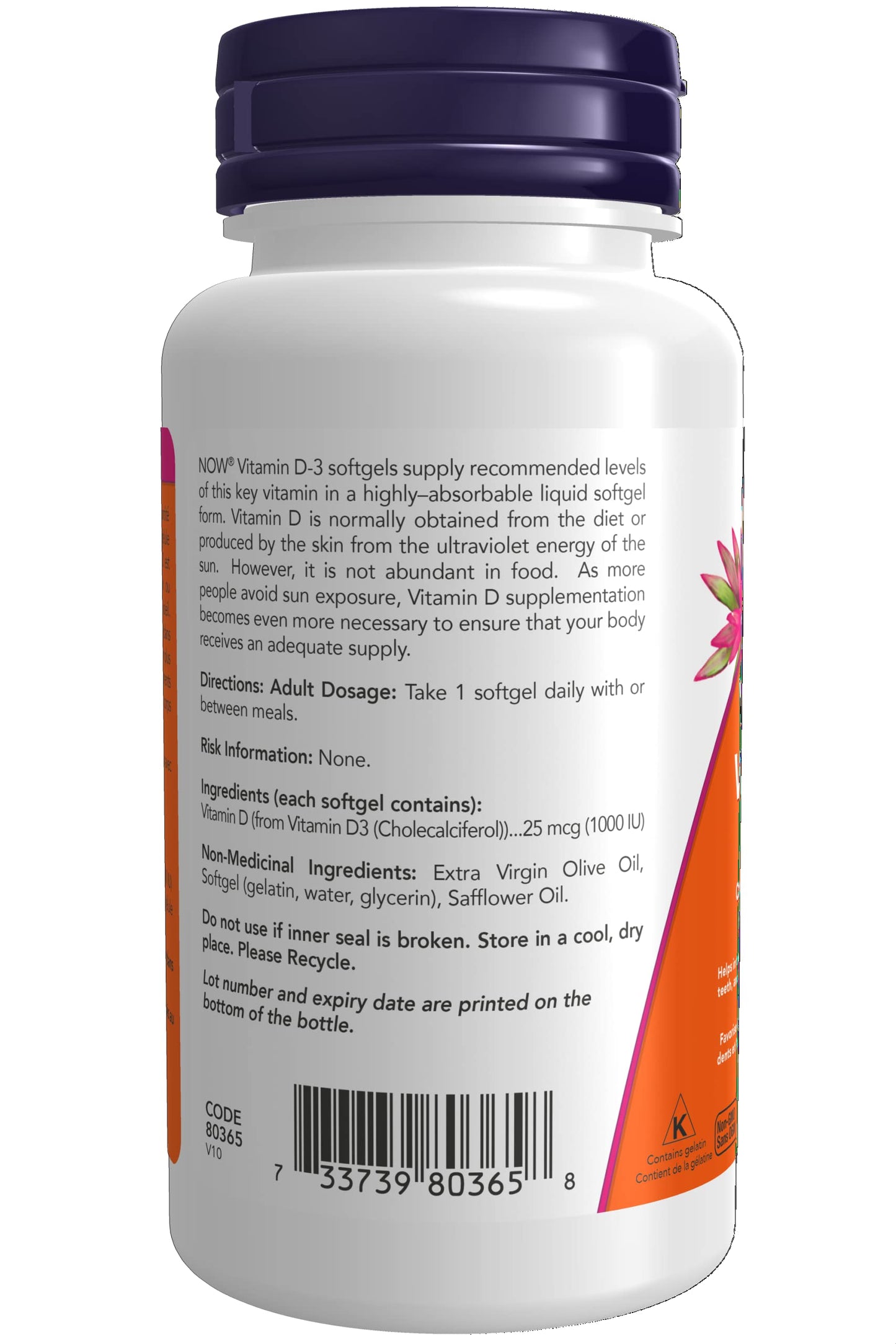 NOW Foods Vitamin D3 1000 IU Capsule, 180 Count