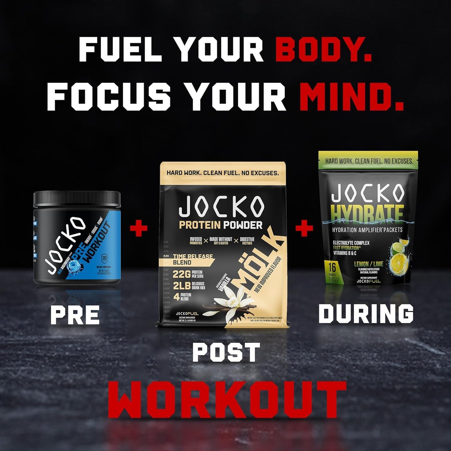 Jocko Fuel Protein Bundle Powder (2 Pack) - Chocolate Peanut Butter + Vanilla, 70.4