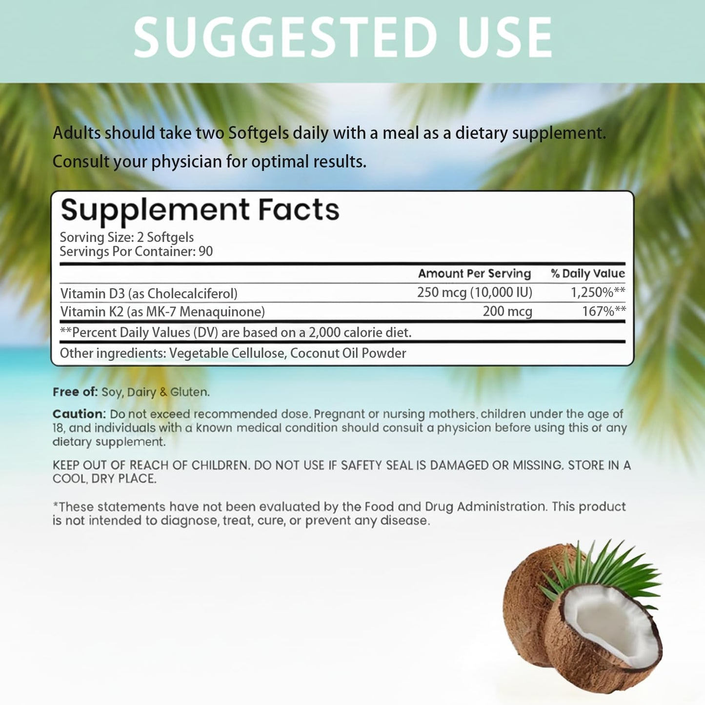 Hydroliv Vitamin D3 K2 10000 IU with K2 MK-7 200 mcg Softgels, 180 Count