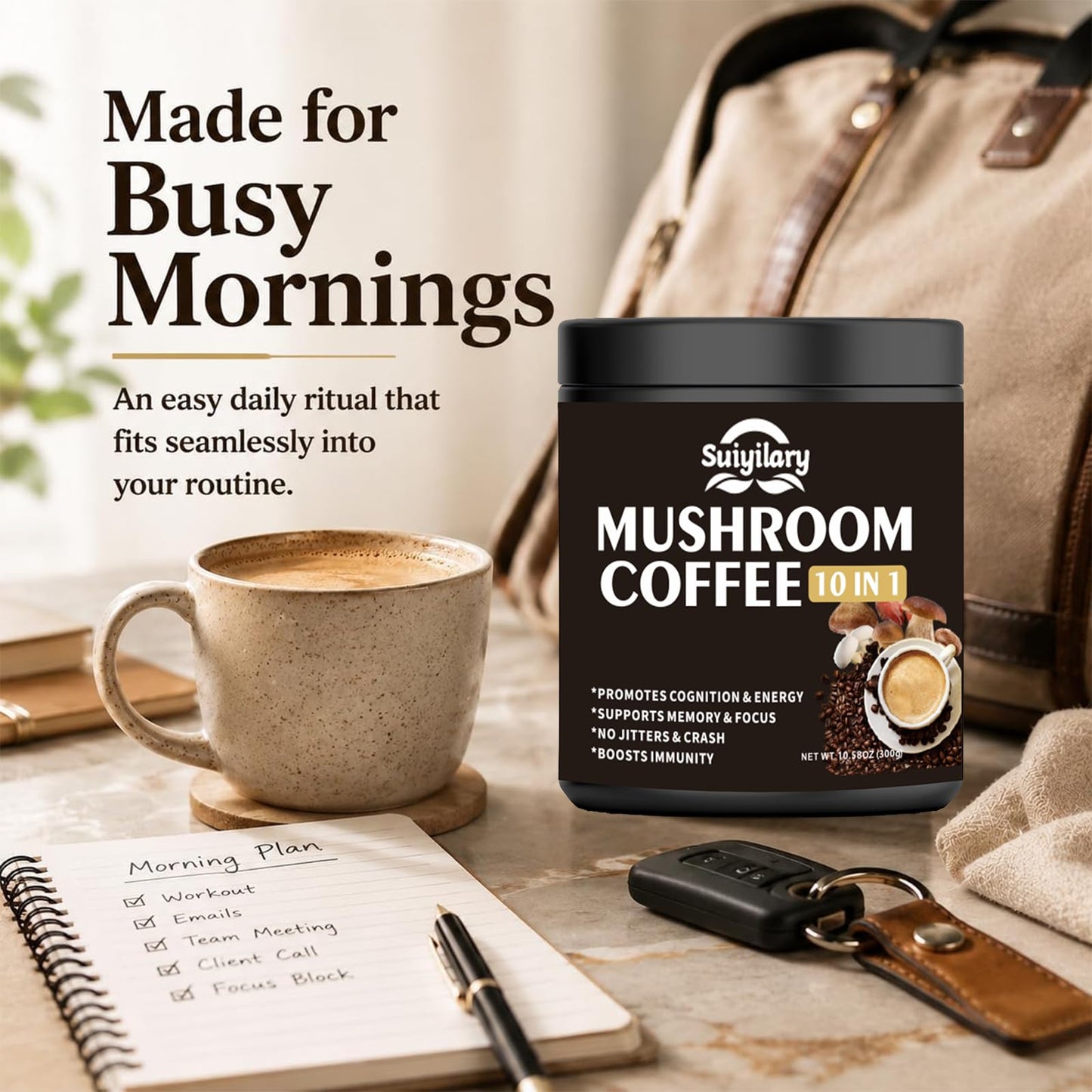 Suiyilary Mushroom Coffee Powder 10.6 Ounce