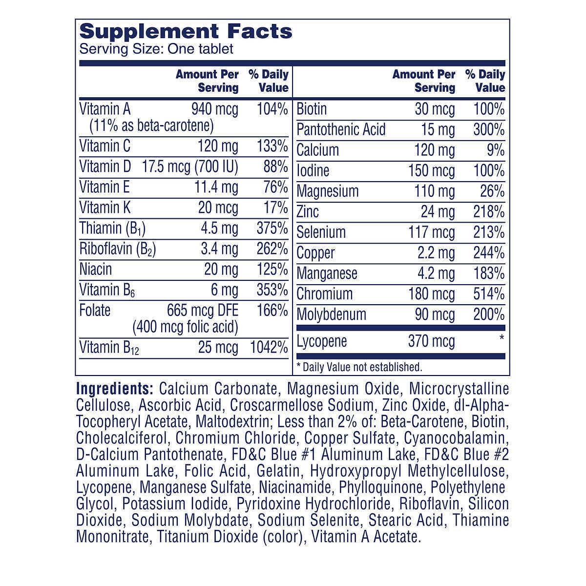 ONE A DAY Men's 50+ Advantage Multivitamins Tablet, 300 Count
