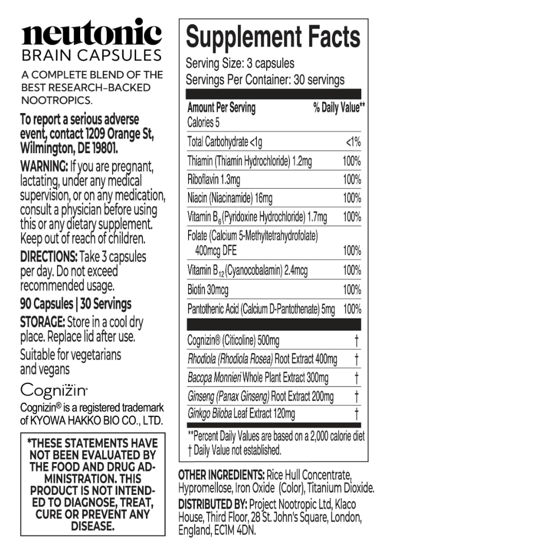 Neutonic Nootropic Brain Supplement Capsules 90