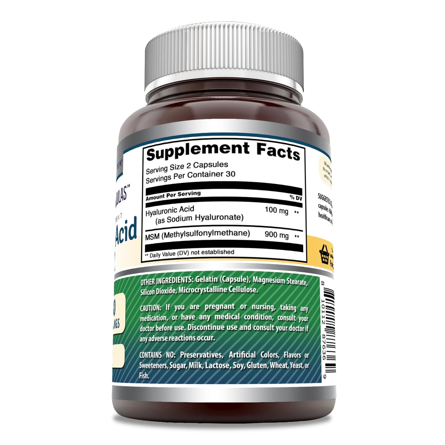 Amazing Nutrition Hyaluronic Acid & MSM Supplement Capsules 60 Count