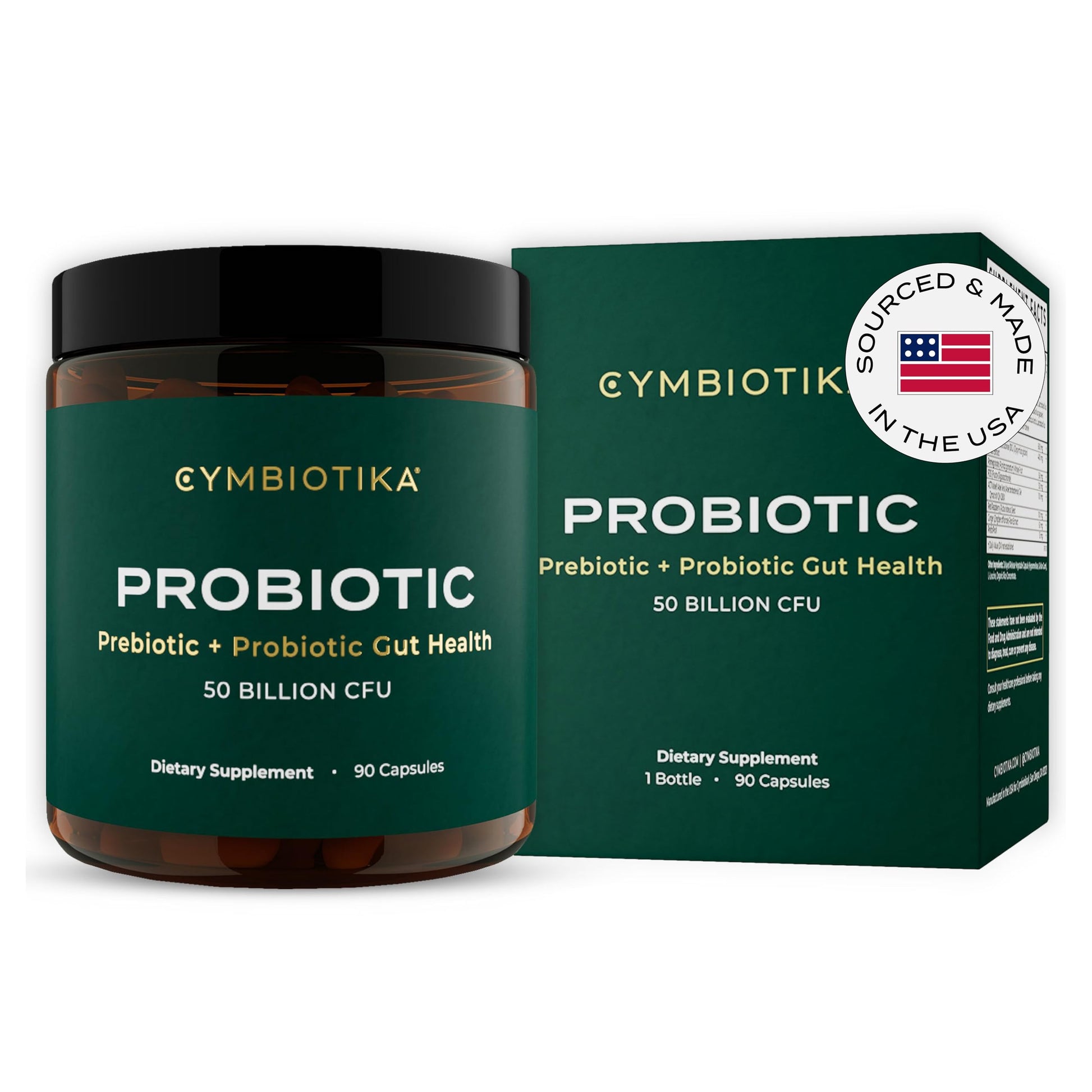 CYMBIOTIKA Probiotic + Prebiotic, 60 Billion CFU - 19 Strains, Gut Health Supplement for Women & Men, Immune Support, Digestive Health, & Gut Balance, 90 Capsules