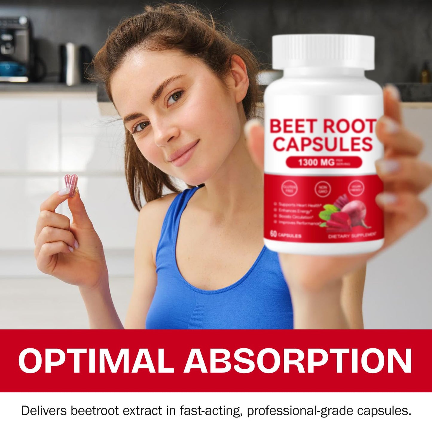Daiasns Beet Root 1300mg Capsules, 60 Count