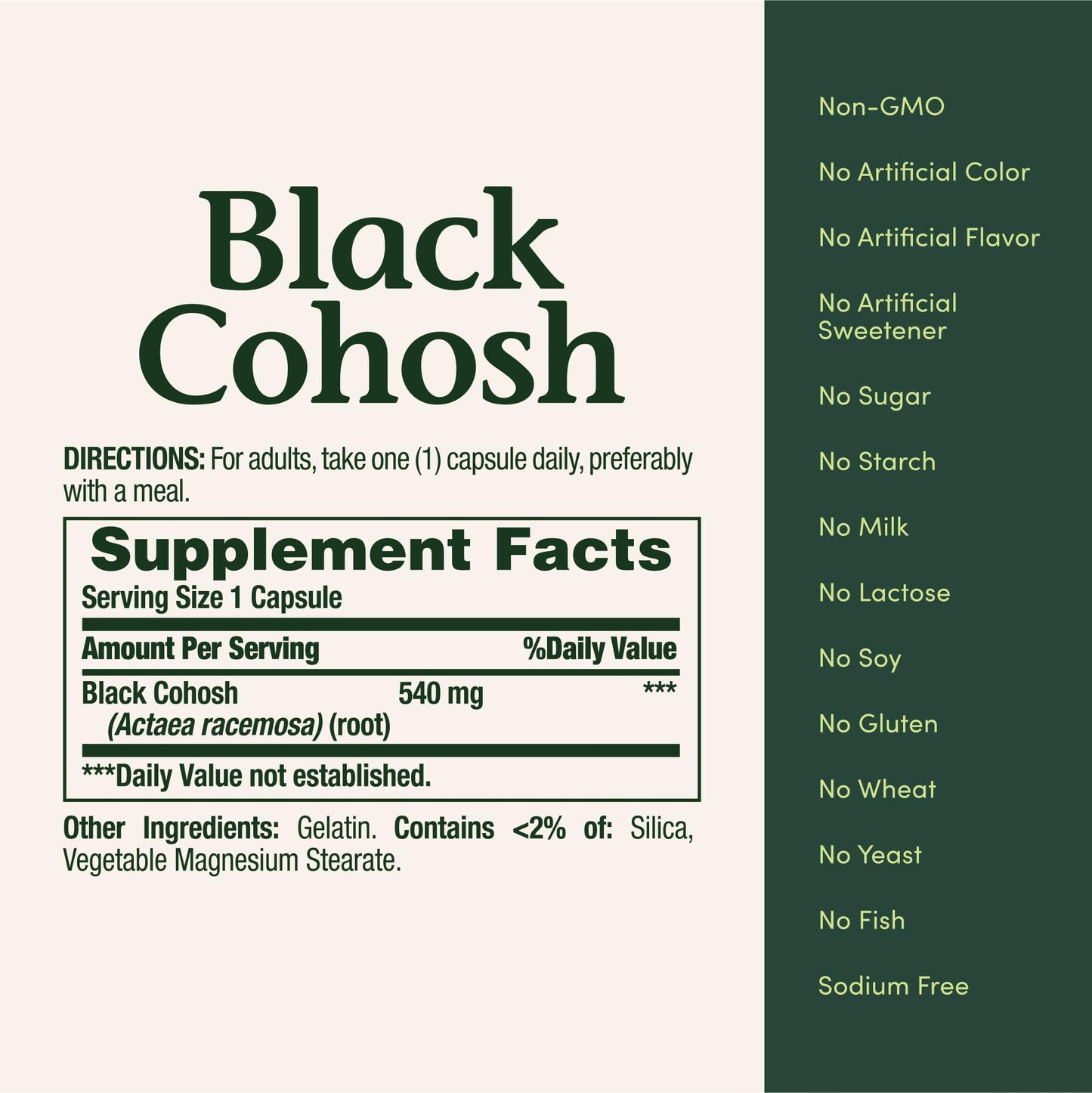 Nature's Bounty Black Cohosh Root Pills and Herbal Health Supplement Capsules, 540 mg, 100 Capsules