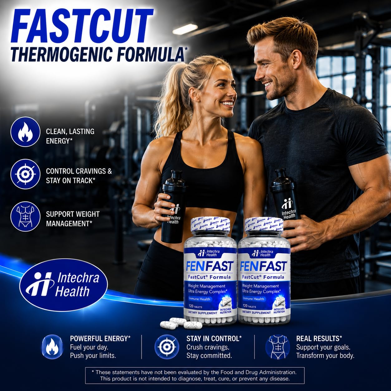 FASTCUT Intechra Health Diet Pills for Women & Men Advanced Thermogenic Formula 120 Tablets