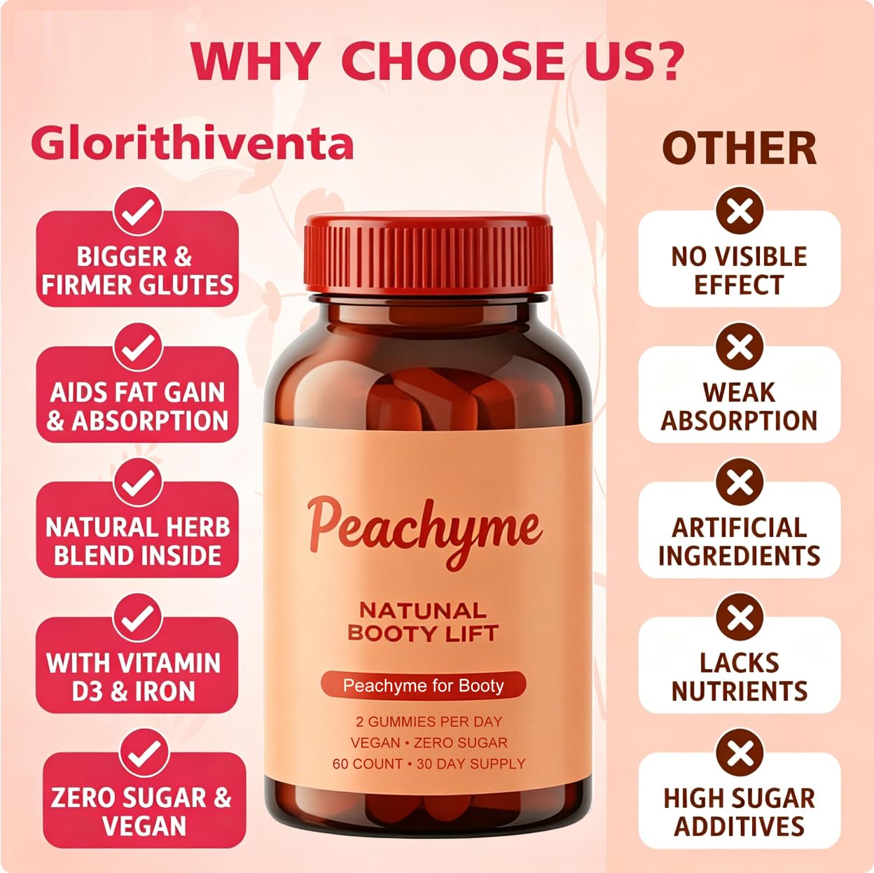 ASROPJE Peachyme Booty Gummies 60 Count