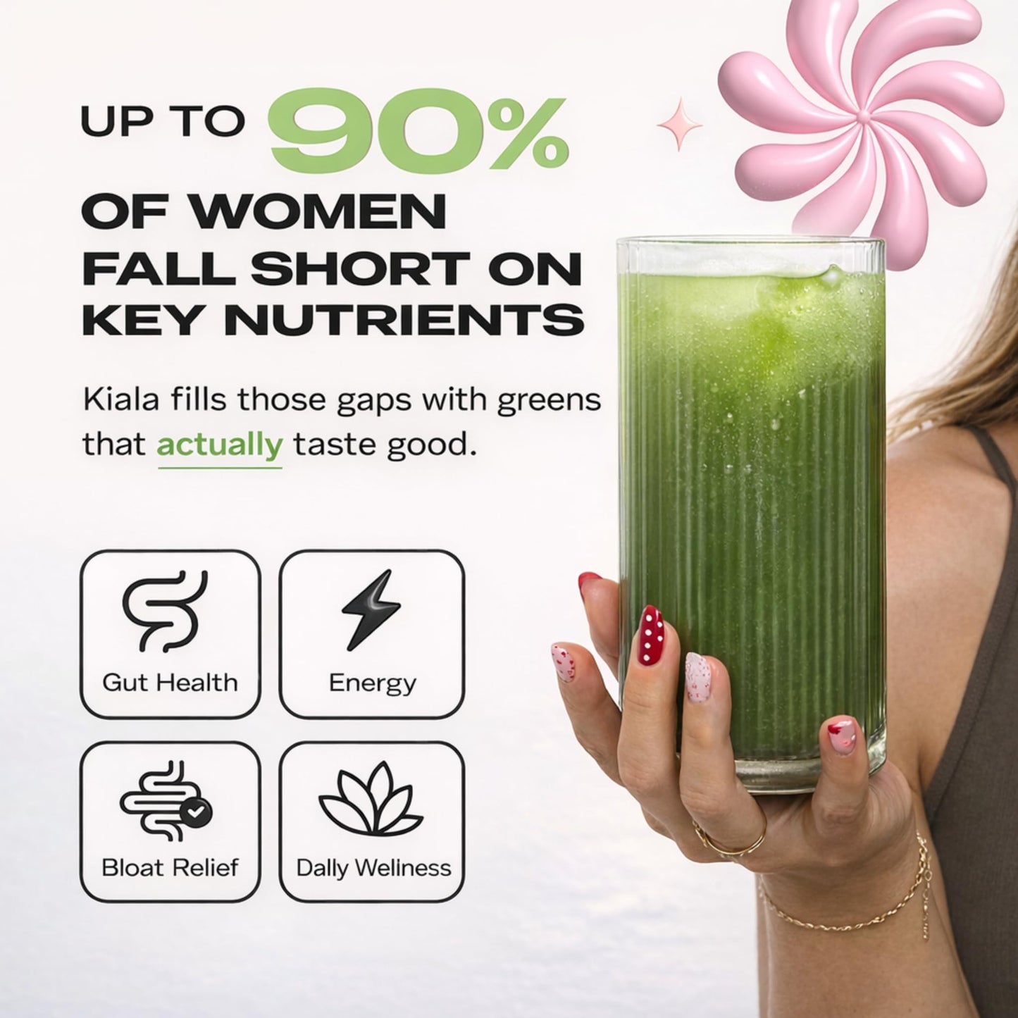 Kiala Nutrition Super Greens Powder with Spirulina & Chlorella Tropical Splash, 8.8 Ounce