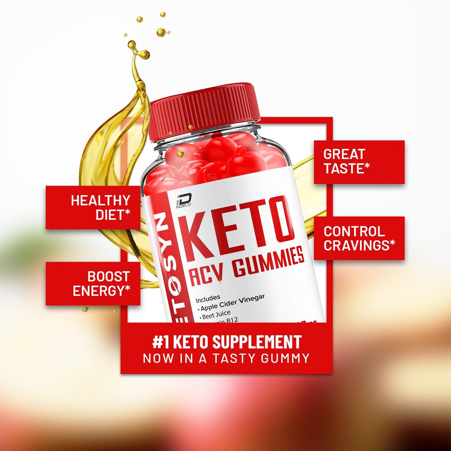 Indelo Ketosyn ACV Gummies Advanced Formula, 120 Gummies