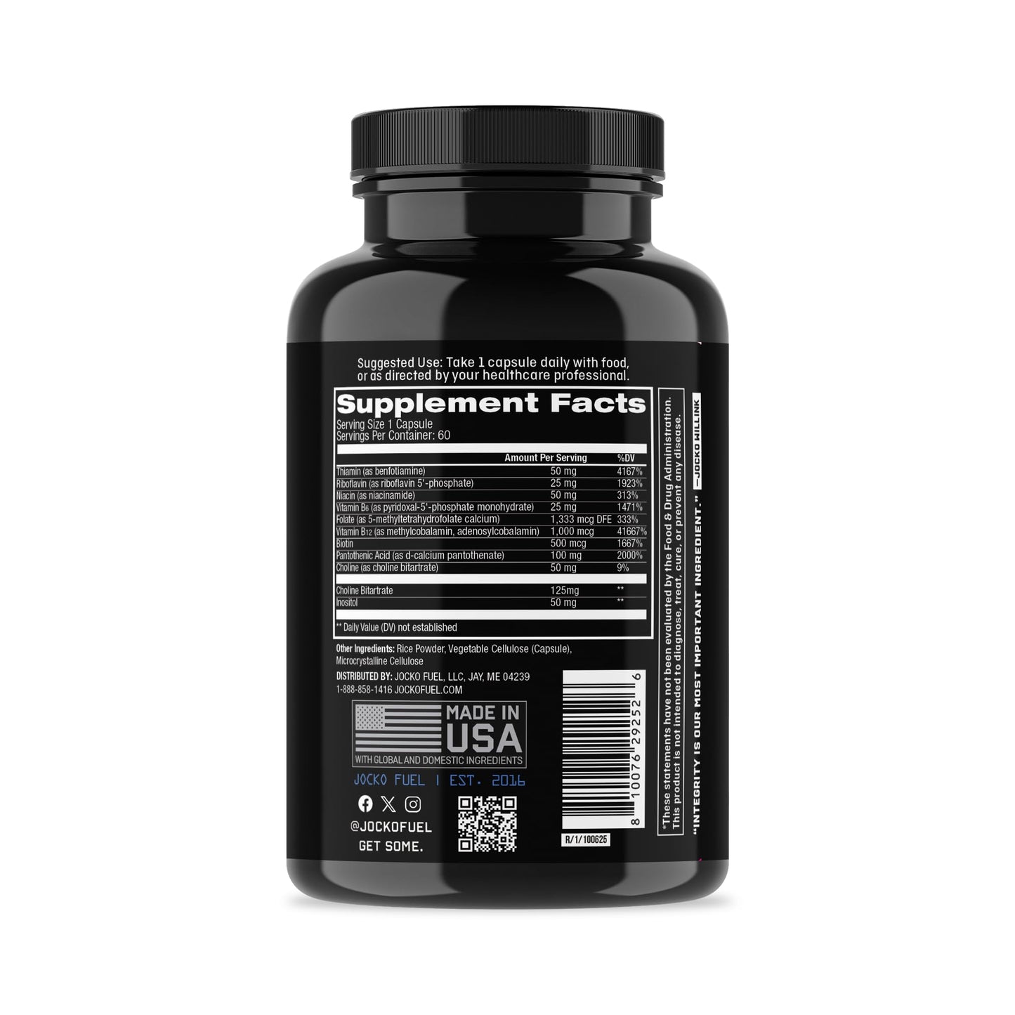 Jocko Fuel Vitamin B Complex Capsule 60 Count
