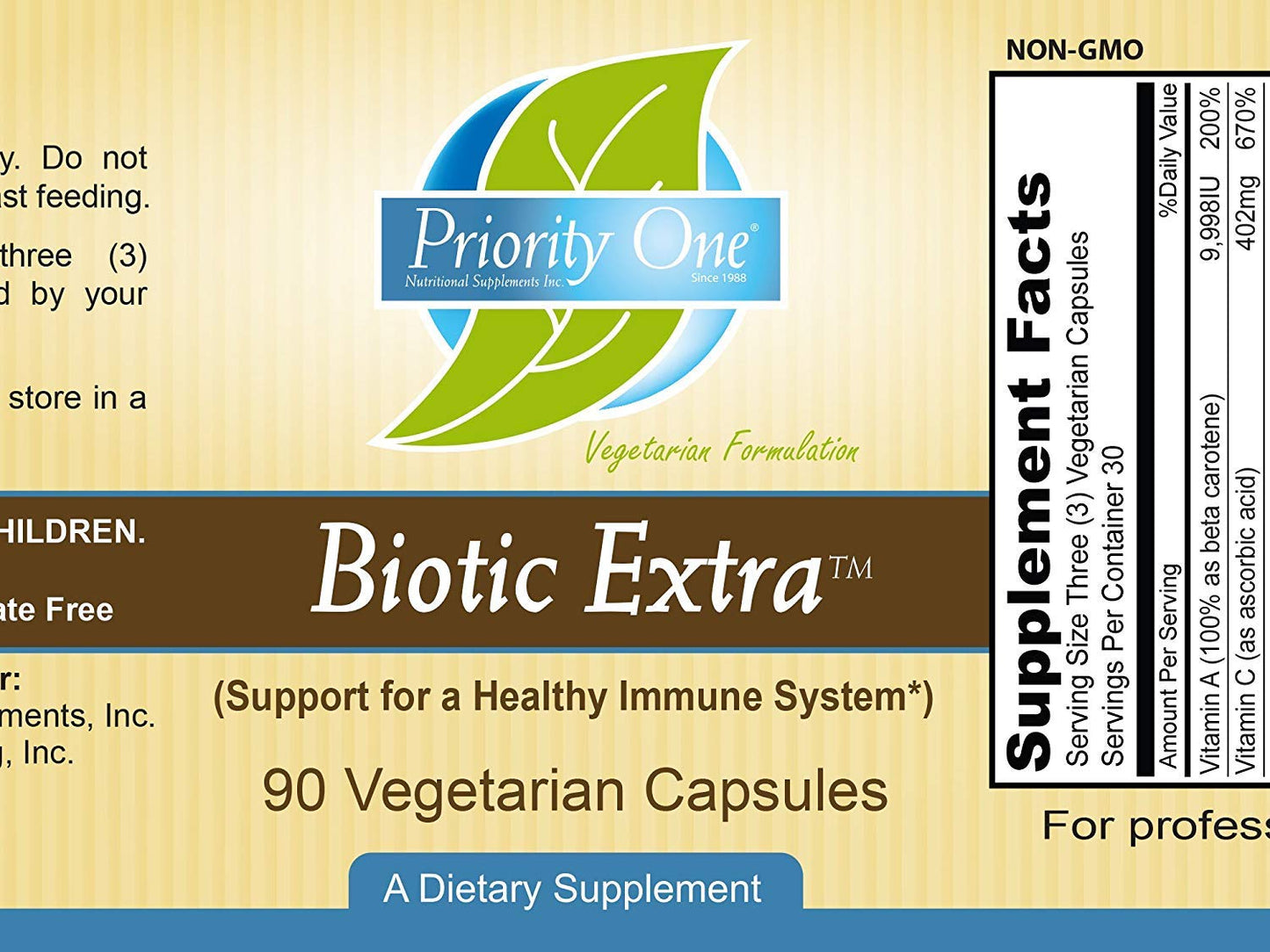 Priority One Biotic Extra Capsule 90 Count