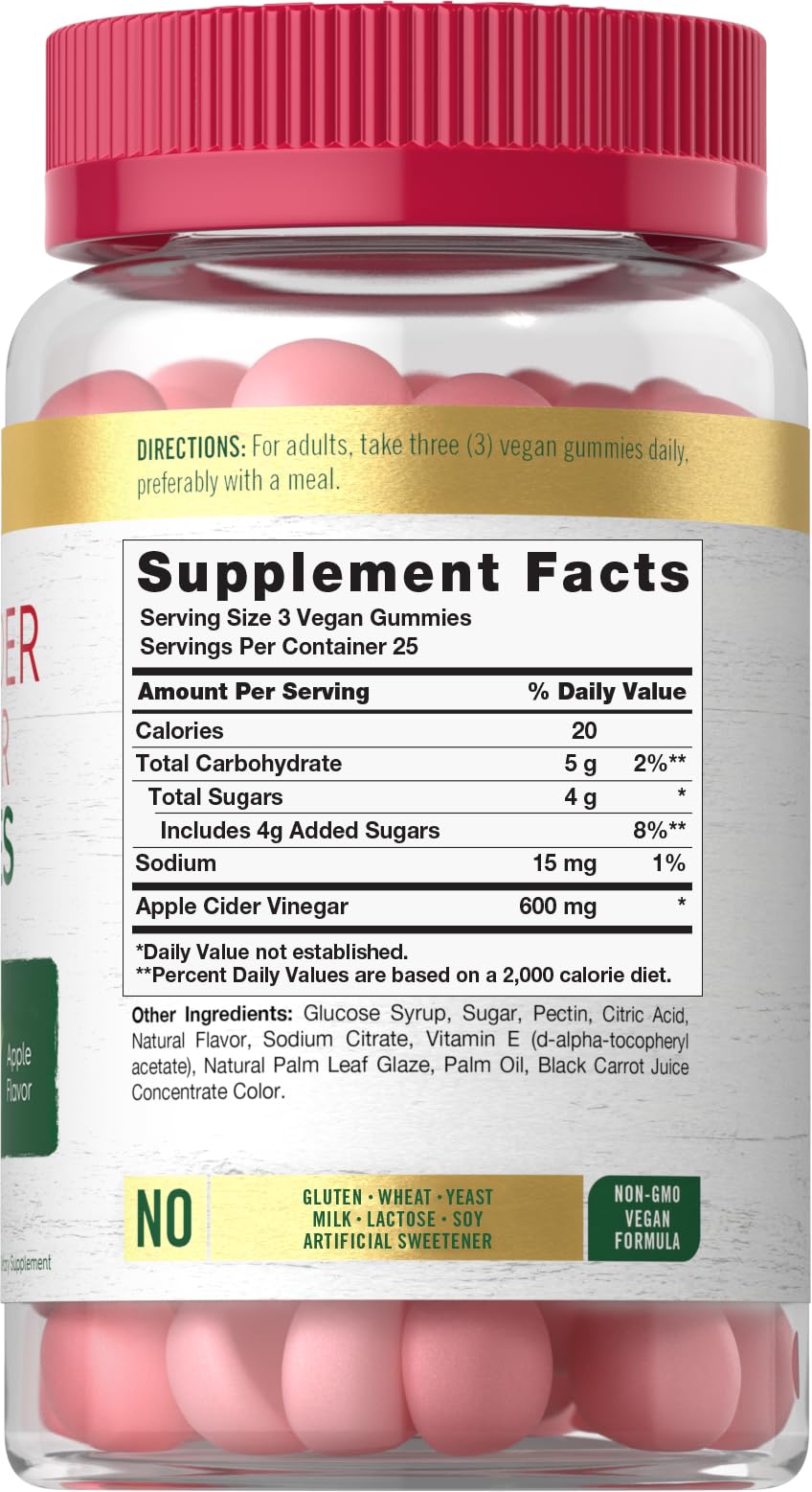 Carlyle Vegan Apple Cider Vinegar Gummies 75 Count