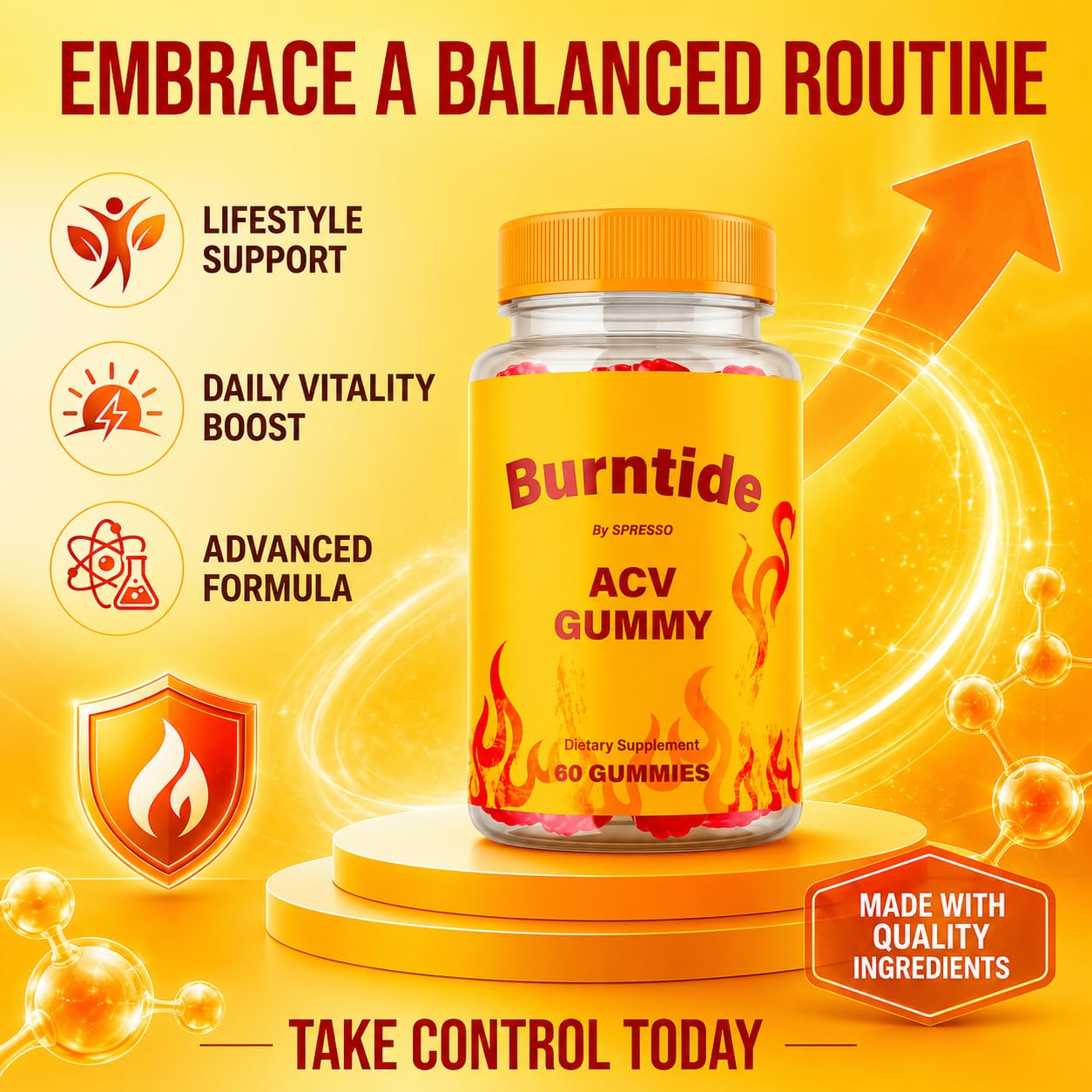 SPRESSO Burntide Supplement Gummies for Overall Wellness, 60 Gummies