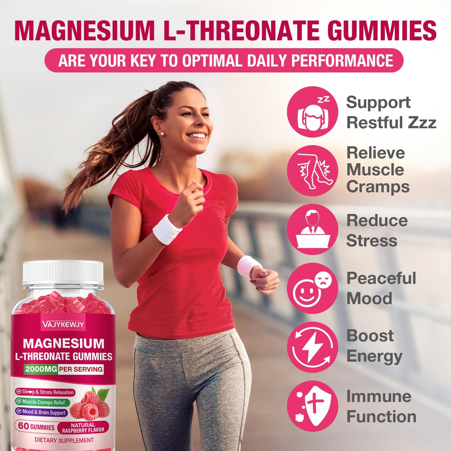 VAJYKEWJY Magnesium L-Threonate Gummies (2 Pack)