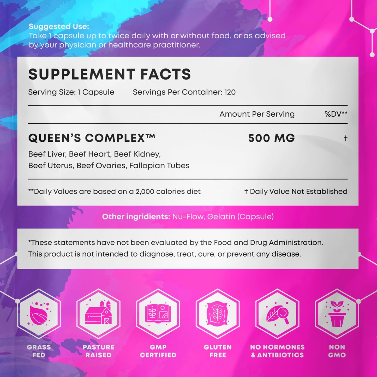 Queen’s Balance Beef Organ Supplement for Women, Capsules, 120 Count