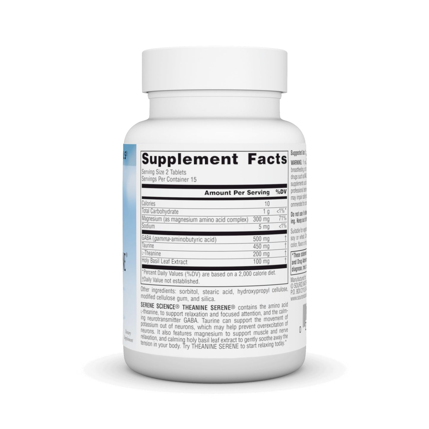 Source Naturals Theanine Serene with Magnesium, Calm Mind & Body 30 Tablets