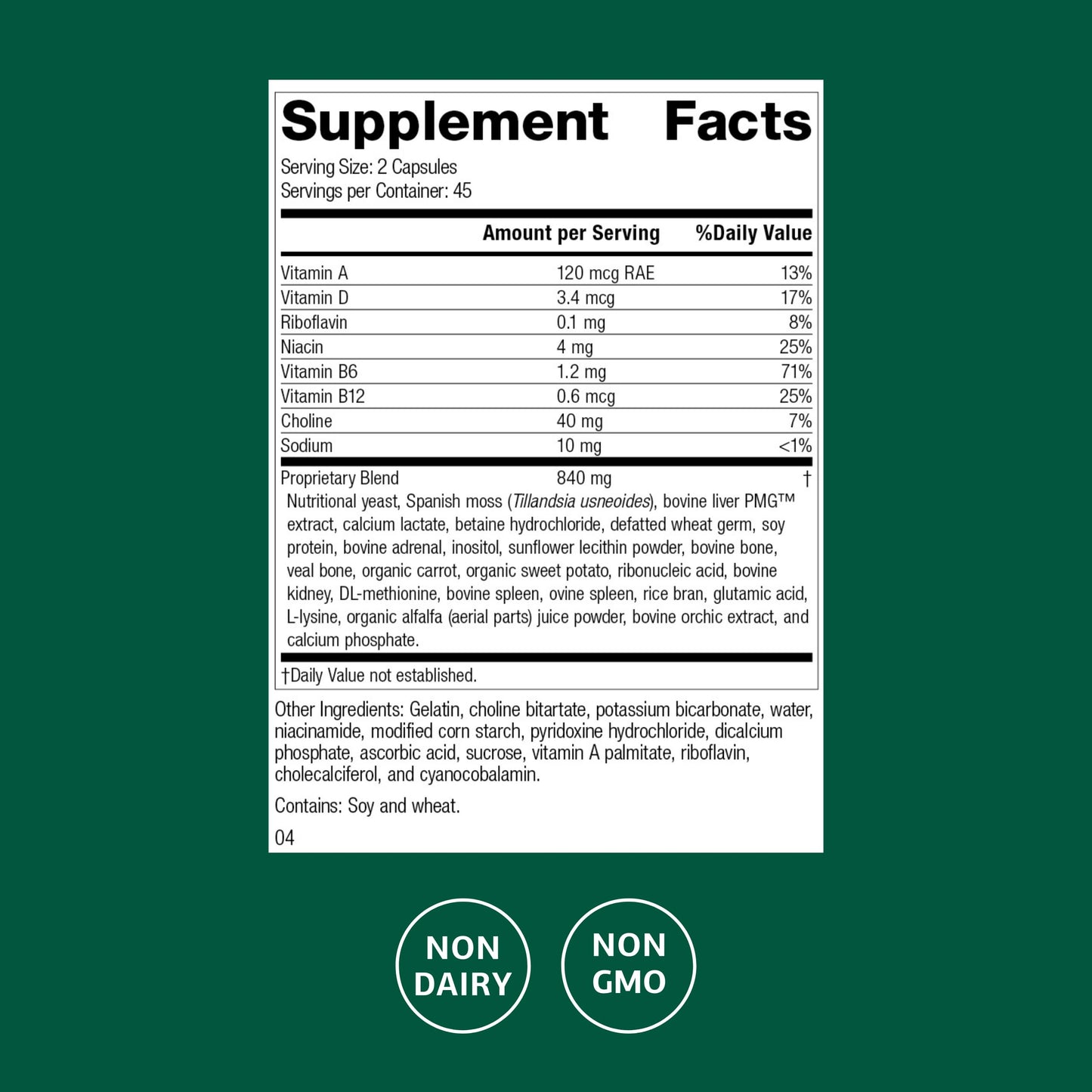 Standard Process Inc. Senaplex Nervous System Support with Niacin, Vitamin B12 & B6 - Supports Brain Health & Cellular Health - Antioxidant Activity - Non-Dairy Capsules, 90 Count