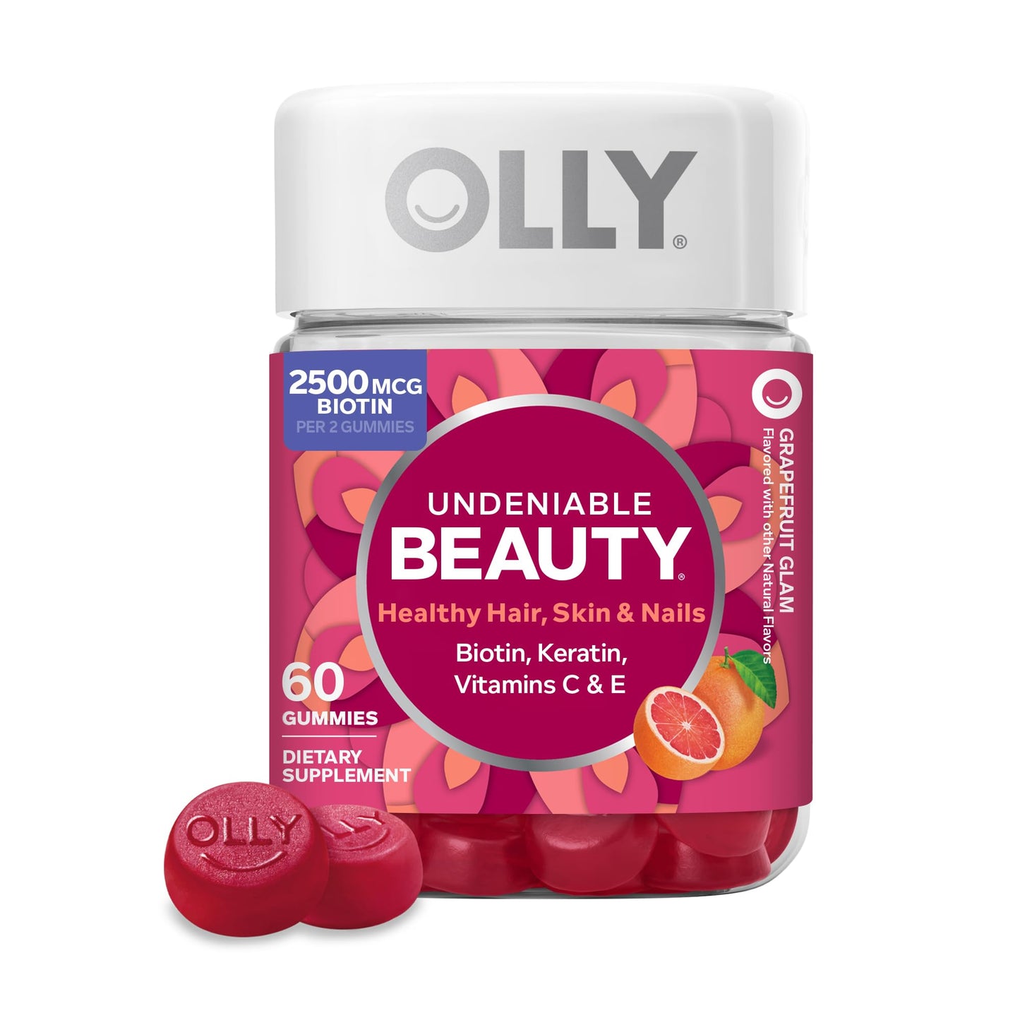 OLLY Undeniable Beauty Grapefruit Glam Gummy 60 Count