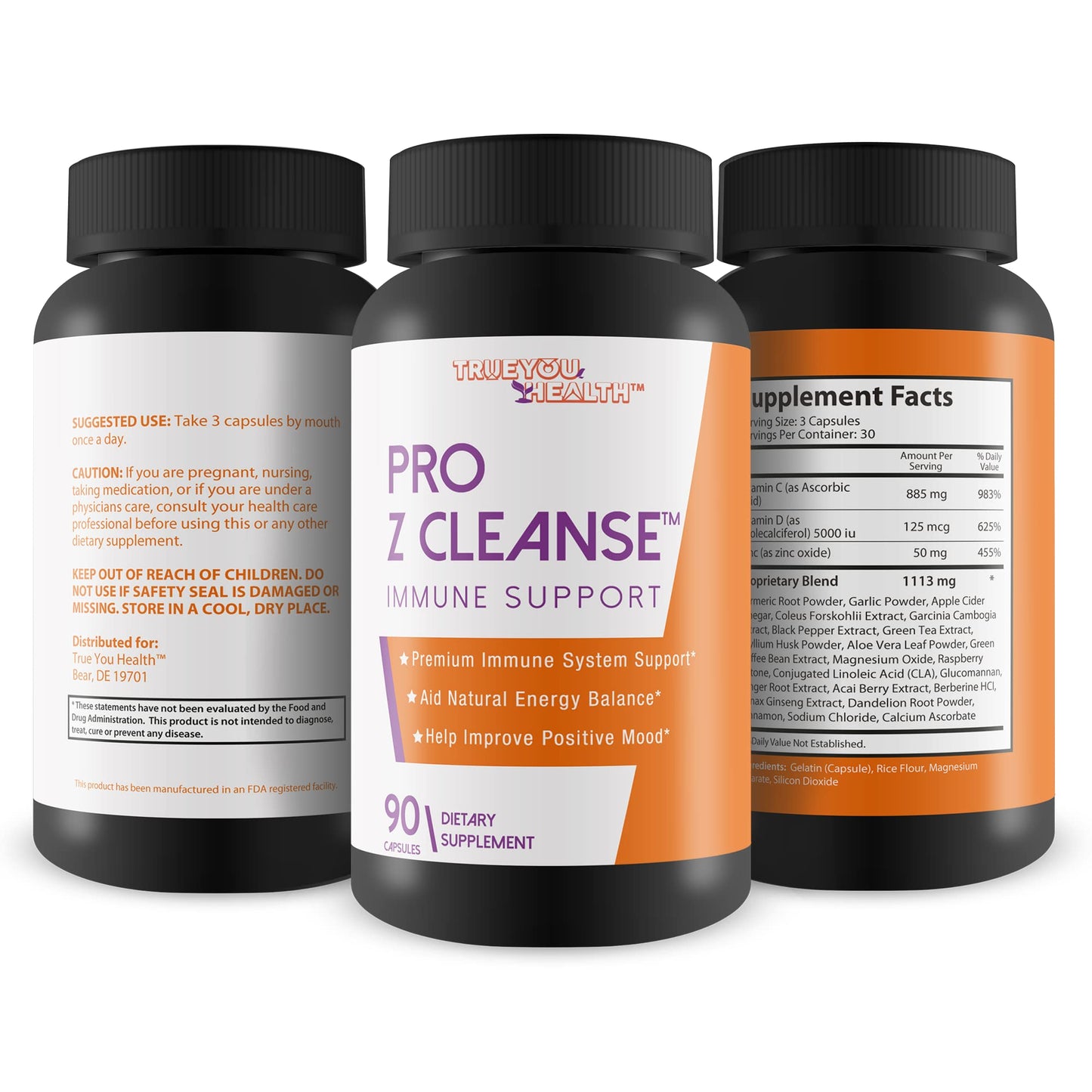 Generic Pro Z Cleanse Premium Immune System Support with Immune Boosting Vitamin C, Zinc, Vitamin D 5000 IU, Ginger, & Turmeric Curcumin 1 Capsule