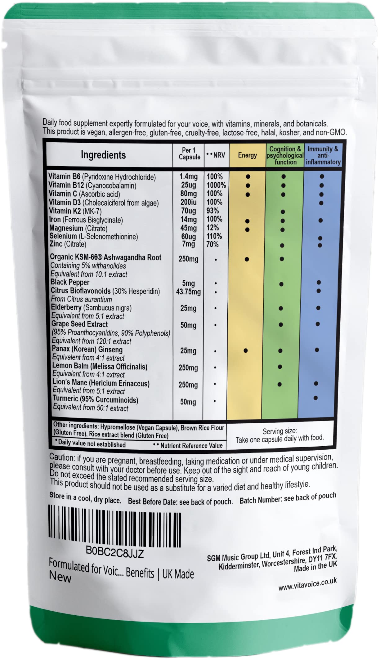 VitaVoice Nootropics & Vitamins Capsule 30 Count